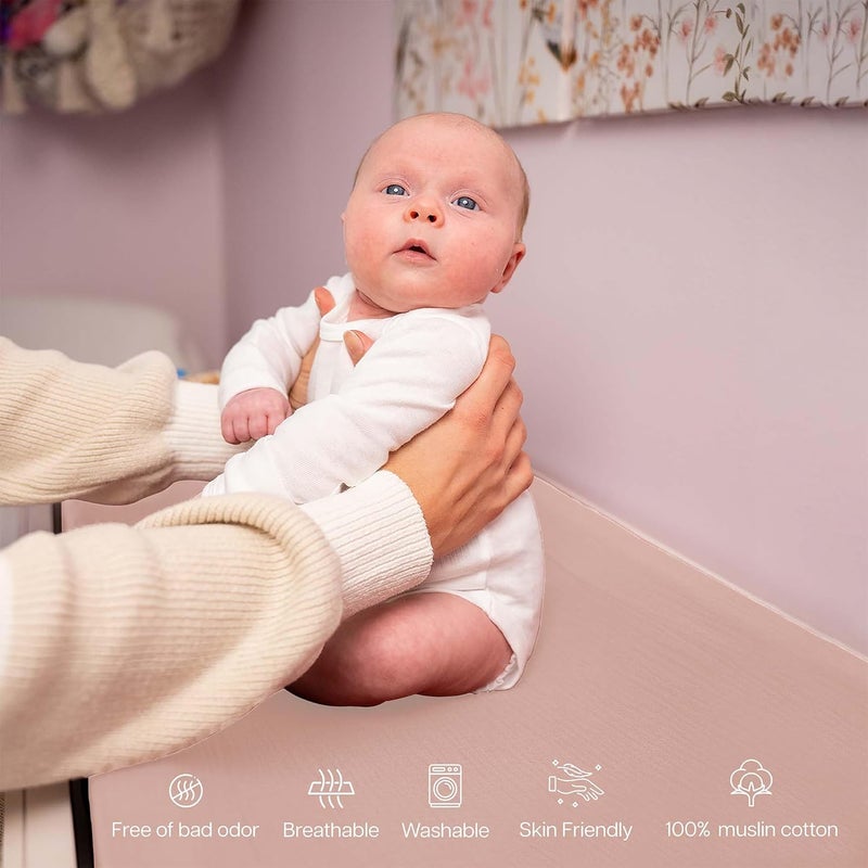 MiFlor Mi Flor 2 Pack Muslin Changing Pad Cover 16x32x5 inches – Ultra Soft CPC Certified Baby Changing Table Cover with Elastic Corners, 360° Fit, Lightweight, Breathable, Fits Most Changing Pads - Image 4